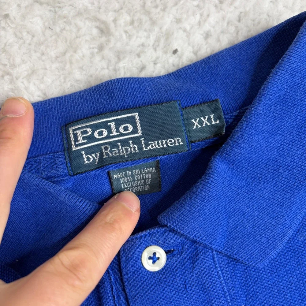Polo Ralph Lauren Big Pony Polo Shirt Mens XXL Blue Yellow Number 3 Patch Cotton